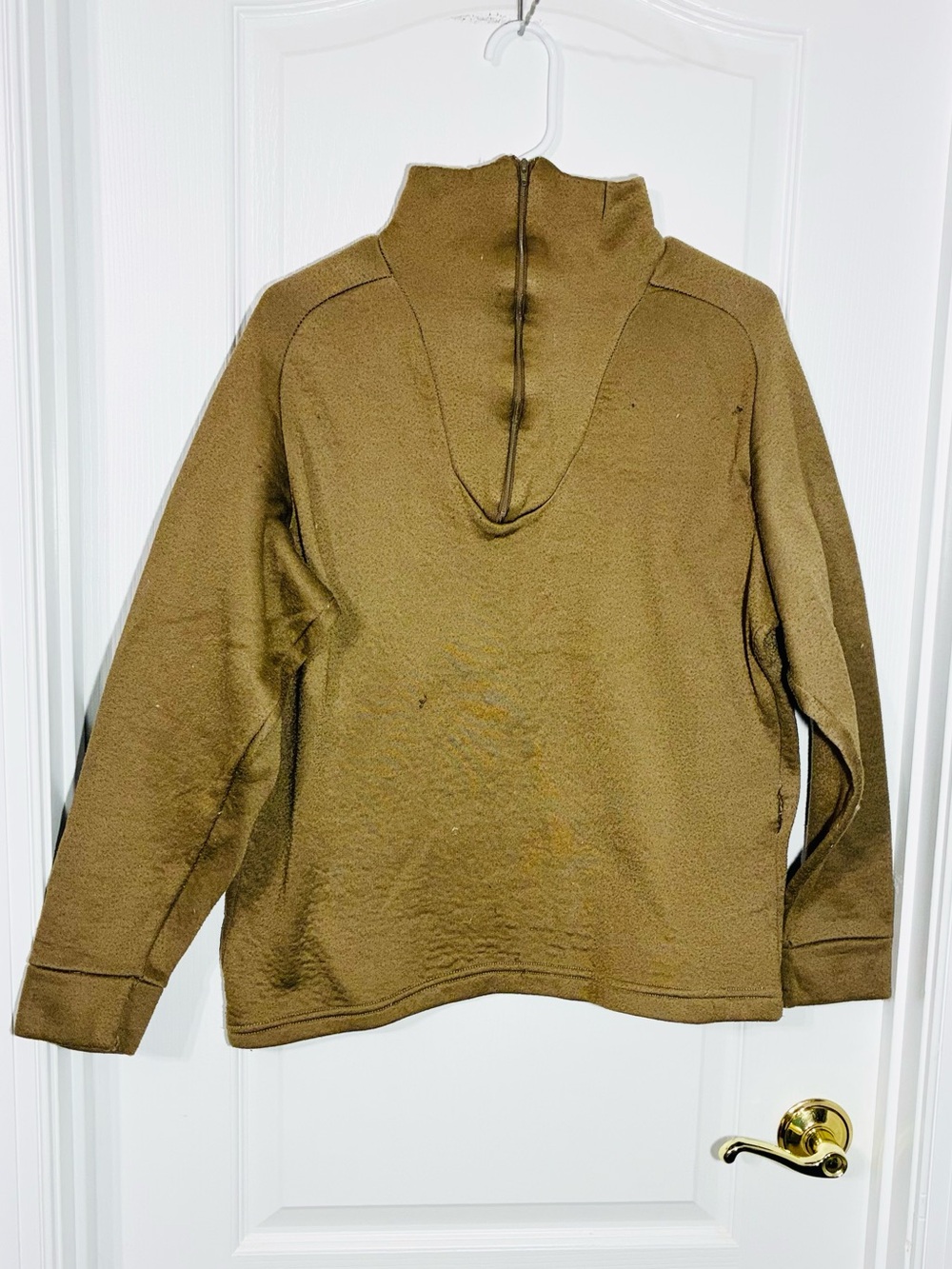 VTG 90s Knox County Quarter Zip Cold Weather Fleece Undershirt Brown Men’s Large